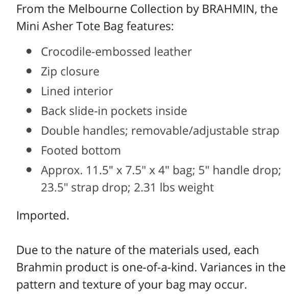 NEW! Brahmin Mini Asher Satchel Crossbody In Spice - Picture 11 of 15